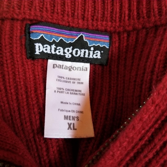 Patagonia 100% cashmere Knit red pull-over sweater top men's XL - Picture 7 of 8
